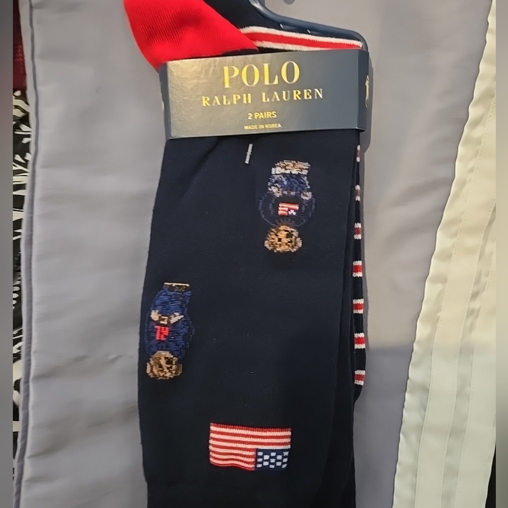Polo Ralph Lauren Navy Blue Bear Dress Socks,new